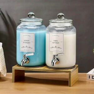 Set of 2 Glass Dispenser for Laundry Detergent and Fabric Softener